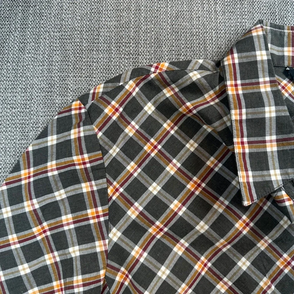Lafayette 148 Button Down Women 12 Grey Plaid  Long Sleeve Bias Cut - Picture 3 of 12